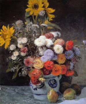  flowers - Mixed Flowers In An Earthenware Pot master Pierre Auguste Renoir
